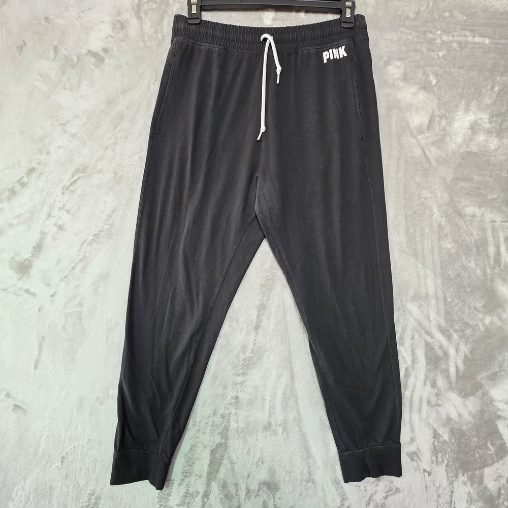 Victoria's Secret PINK Womens XL Black Drawstring Joggers Sweatpants Pockets